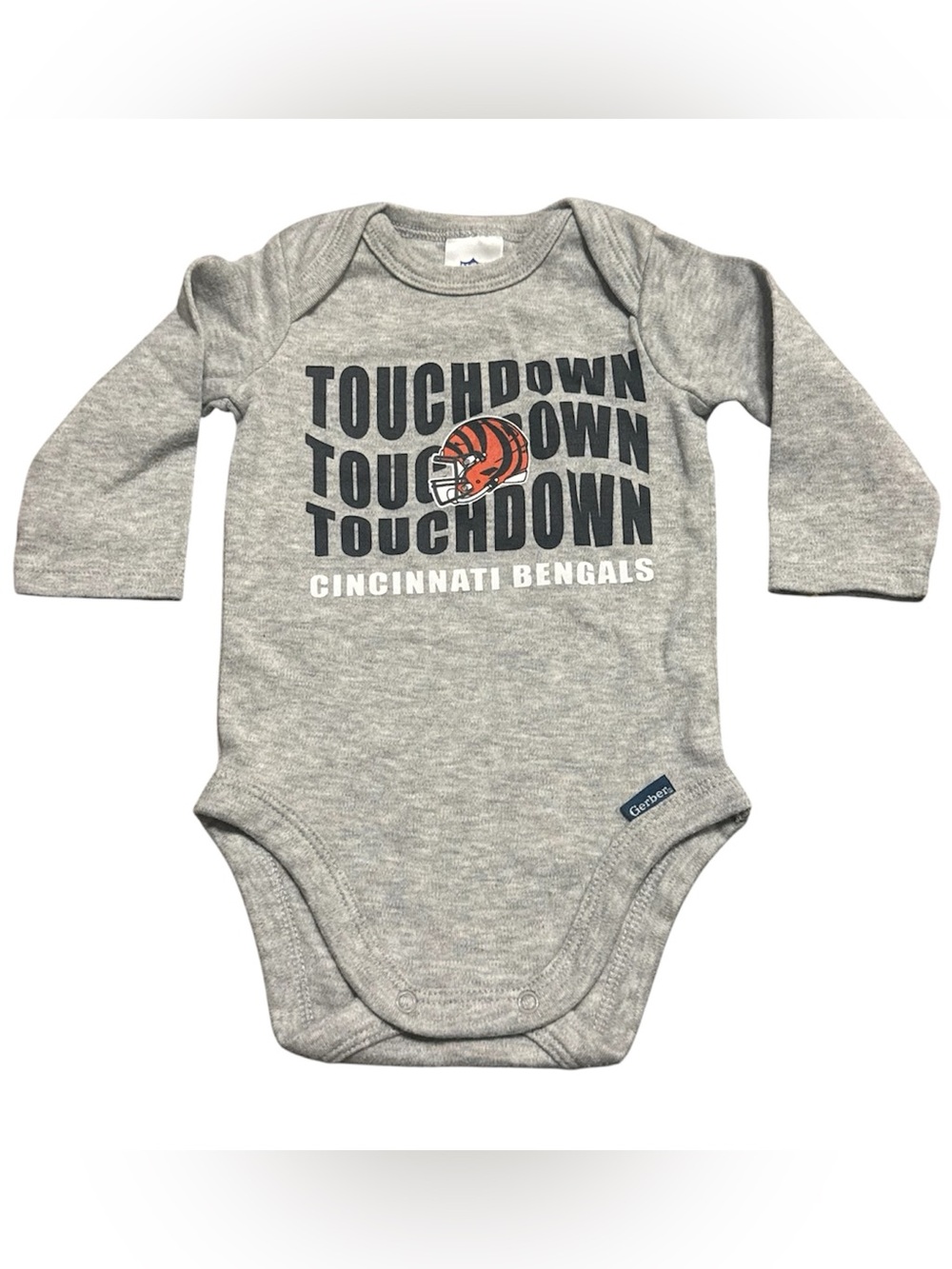 Cincinnati Bengals Baby Bodysuit 0–3M Gray Long Sleeve Gerber NFL